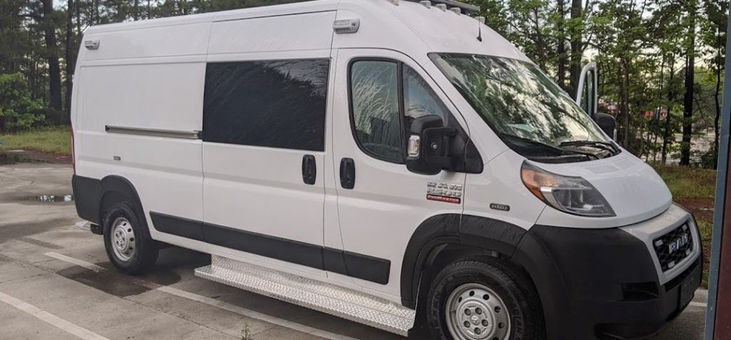 side view of white dodge 2500 promaster ambulance for sale