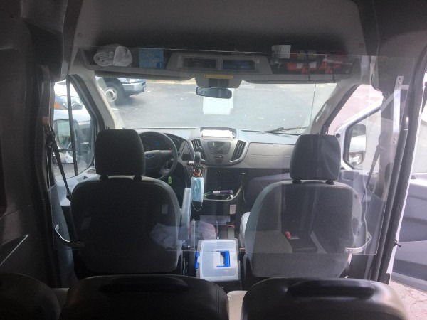 wheelchair van ford transit transport rear view matt sarno eta intern with ambulance remount