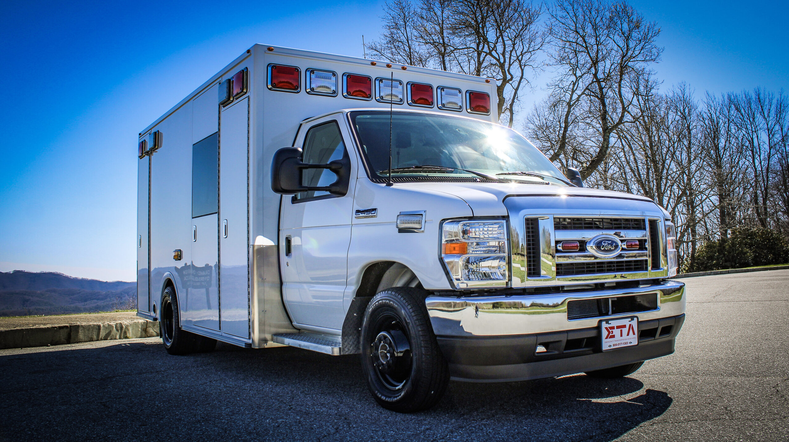 an all white ambulance remount