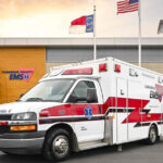 a type 1 ambulance in front of the Cabarrus county EMS building