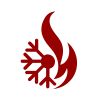 snowflake and flame for hvac icon